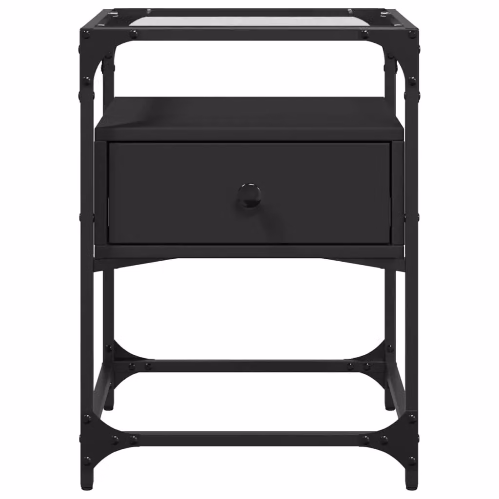 Berkfield Home Set of 2 Black Bedside Cabinets in Engineered Wood W/D/H: 40 x 40 x 55 cm – 4