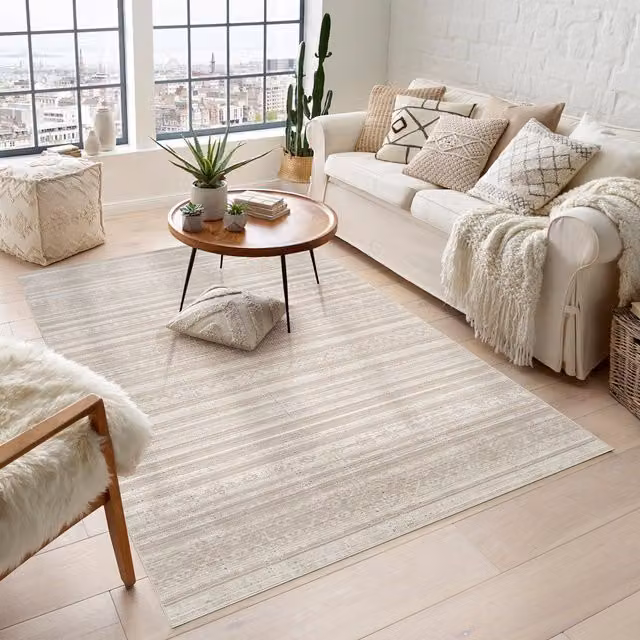 Desire Rugs Maia Traditional Motif Area Rug, Beige and Yellow, Washable and Non-Slip, Width: 300 cm
