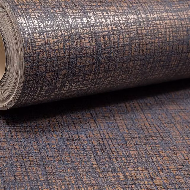 Arthouse Kashmir Texture Navy Metallic Antique Gold Floral Vinyl Wallpaper