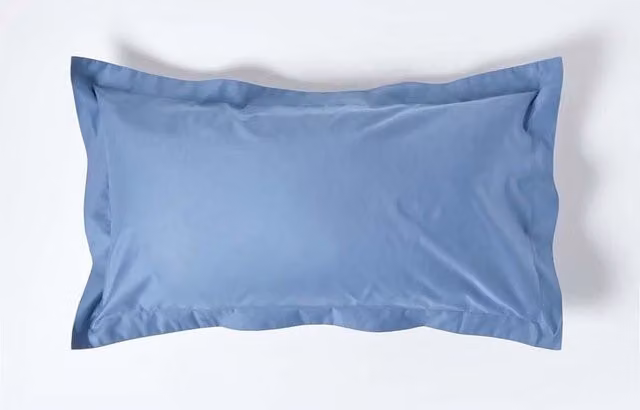 Homescapes Blue Egyptian Cotton Oxford Pillowcase, 1000 Thread Count, Mako Satin