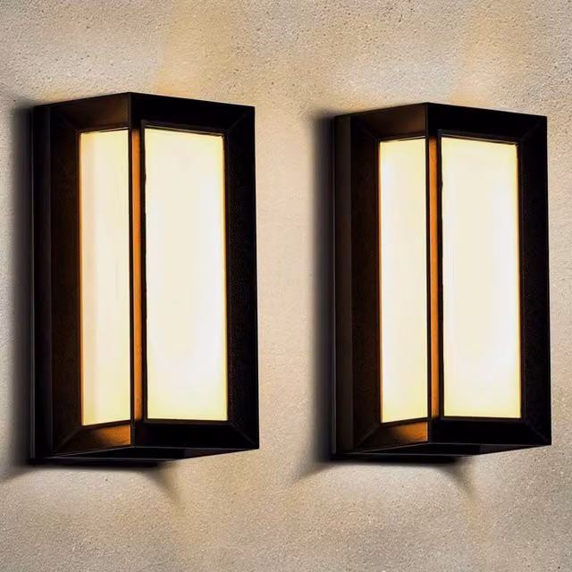 Goeco 18W LED Outdoor Wall Light Pack of 2, Black IP65 Modern Exterior Sconce with 3000K Warm White Light – 1