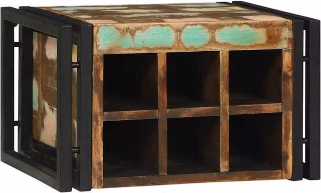 Berkfield Home Rustic Reclaimed Solid Wood Wine Rack in Brown W/D/H: 46 x 35 x 27.5 cm
