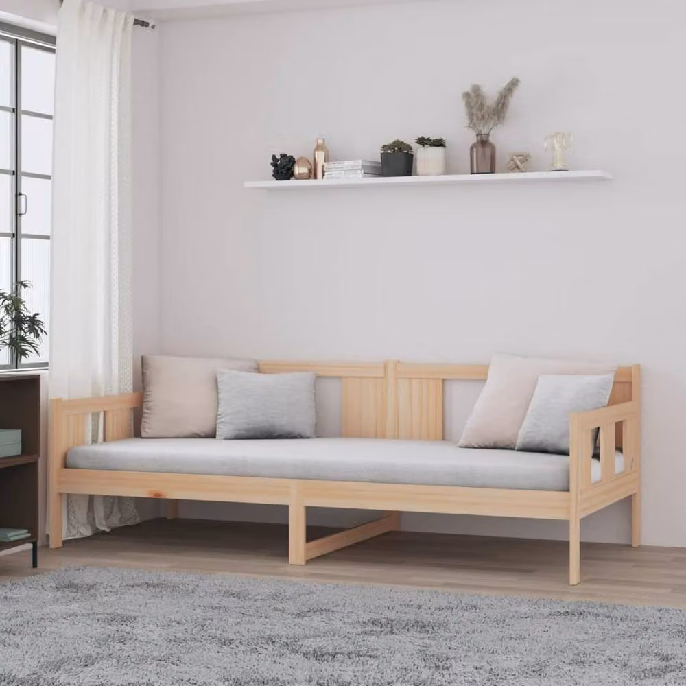 Berkfield Home Beautiful Day Bed in Solid Pine Wood, Beige, W/D/H: 200 x 90 x 69.5 cm – 1