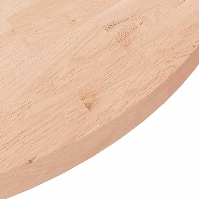 Berkfield Home Round Untreated Solid Oak Table Top in Light Oak, Diameter: 90 cm, Thickness: 2.5 cm