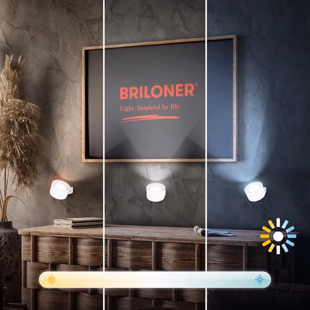 Briloner Rechargeable LED Wall Light White Dimmable Adjustable Reading Lamp with Magnetic Mount and Touch Control – 4