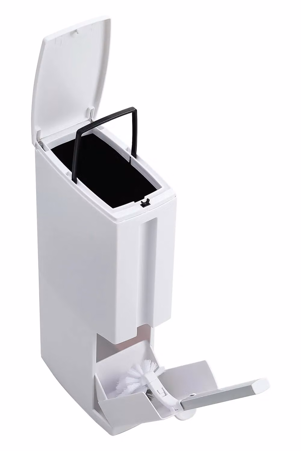 Livingandhome 2-in-1 Slim Toilet Waste Bin and Brush Set in White – 3