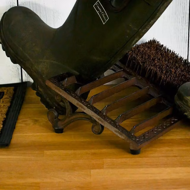 Marco Paul Cast Iron Boot Scraper Jack Brush in Brown
