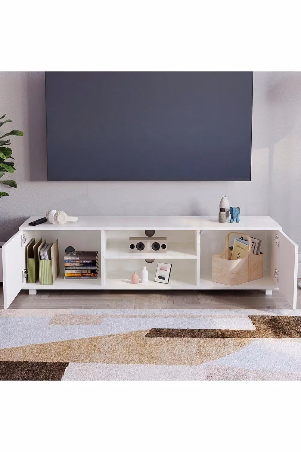 Vida Designs Cosmo 2 Door TV Unit in White – 3