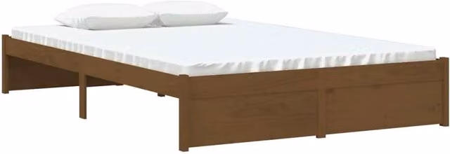 Berkfield Home Beautiful Small Double Bed Frame in Brown Solid Pine Wood W/D/H: 120 x 190 cm