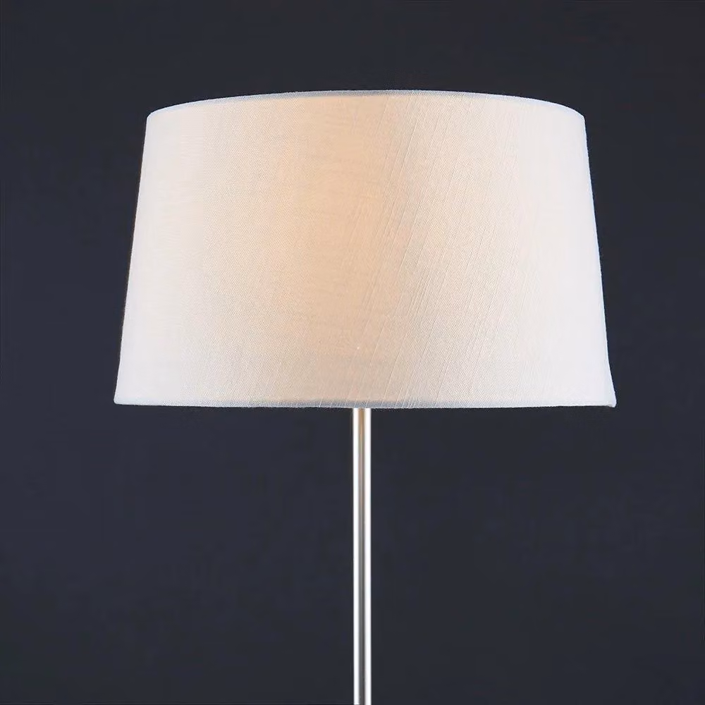 ValueLights Modern White and Chrome Floor Lamp with Fabric Cylinder Shade – 3