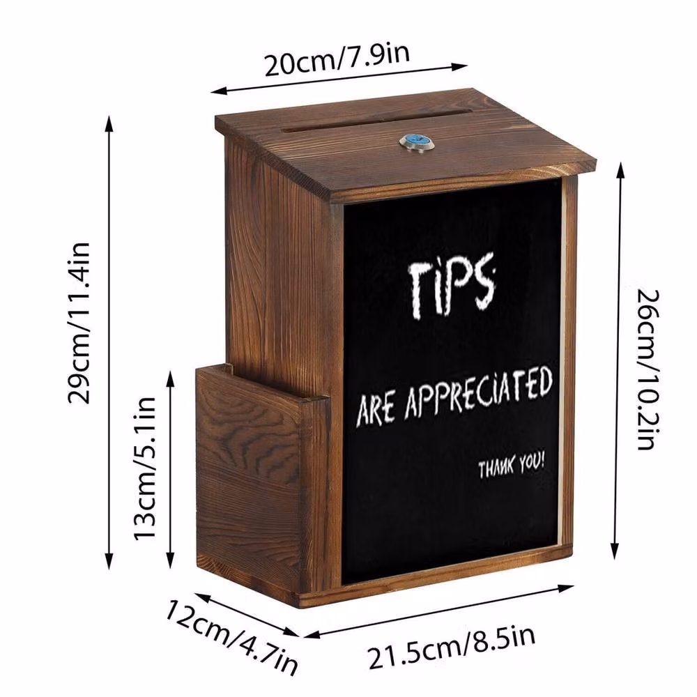 NESTLUNE Solid Wood Suggestion Box with Chalkboard in Brown – 2