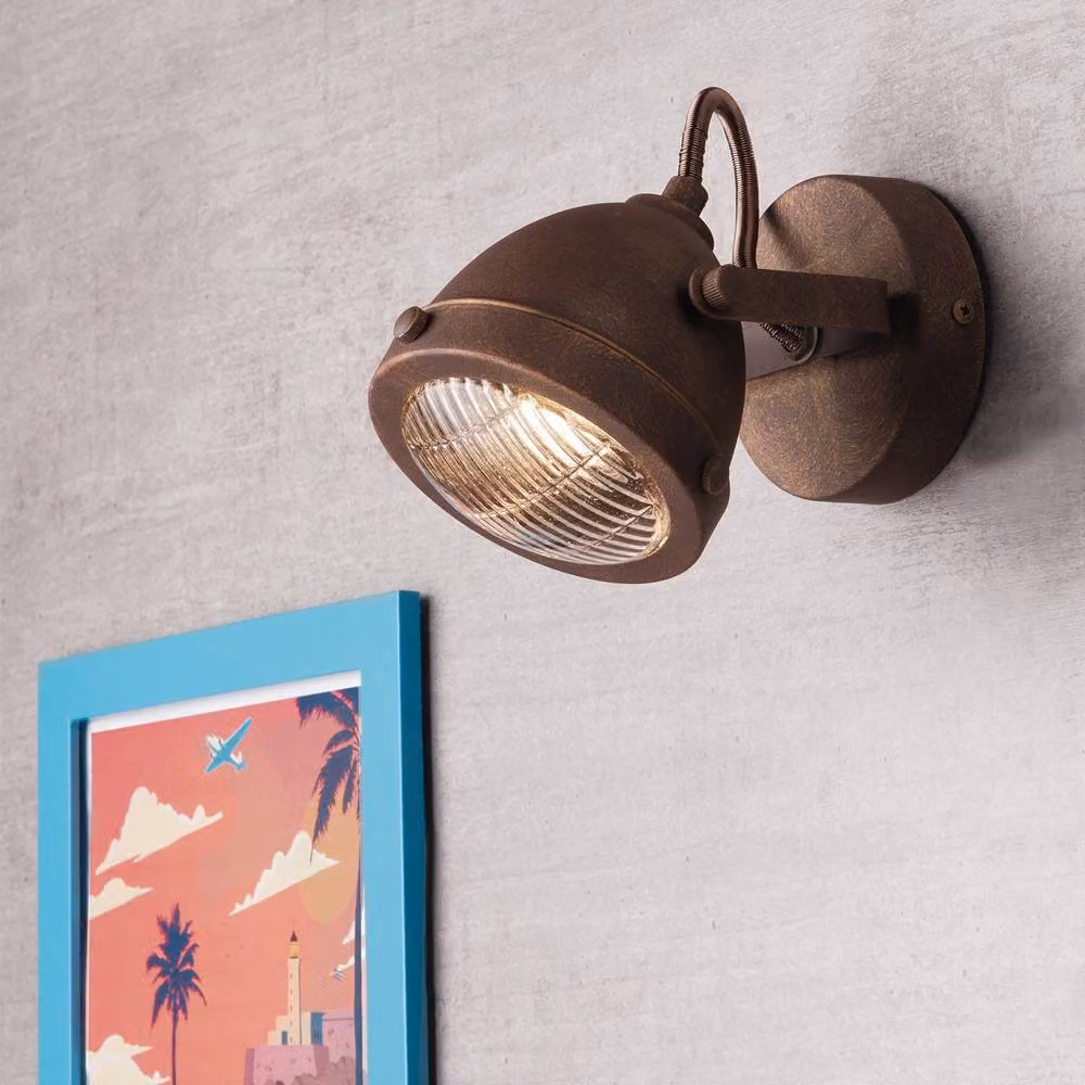 Netlighting HABANA Single Spotlight in Brown with Rustic Metal Finish, W/D/H: 11.6 x 14 x 11.6 cm – 2