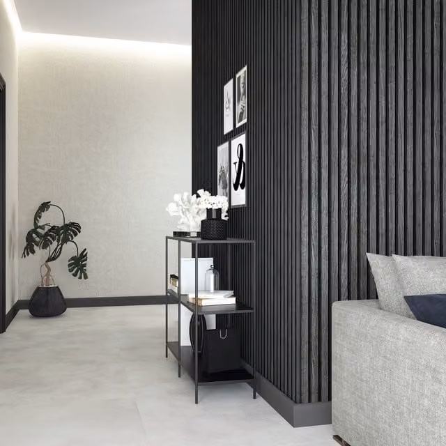 Galerie Industrial Effects Striped Wooden Wallpaper in Black, Grey and Anthracite