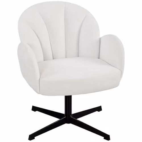 HOMCOM Swivel Accent Chair in Beige and White Fabric with Armrests