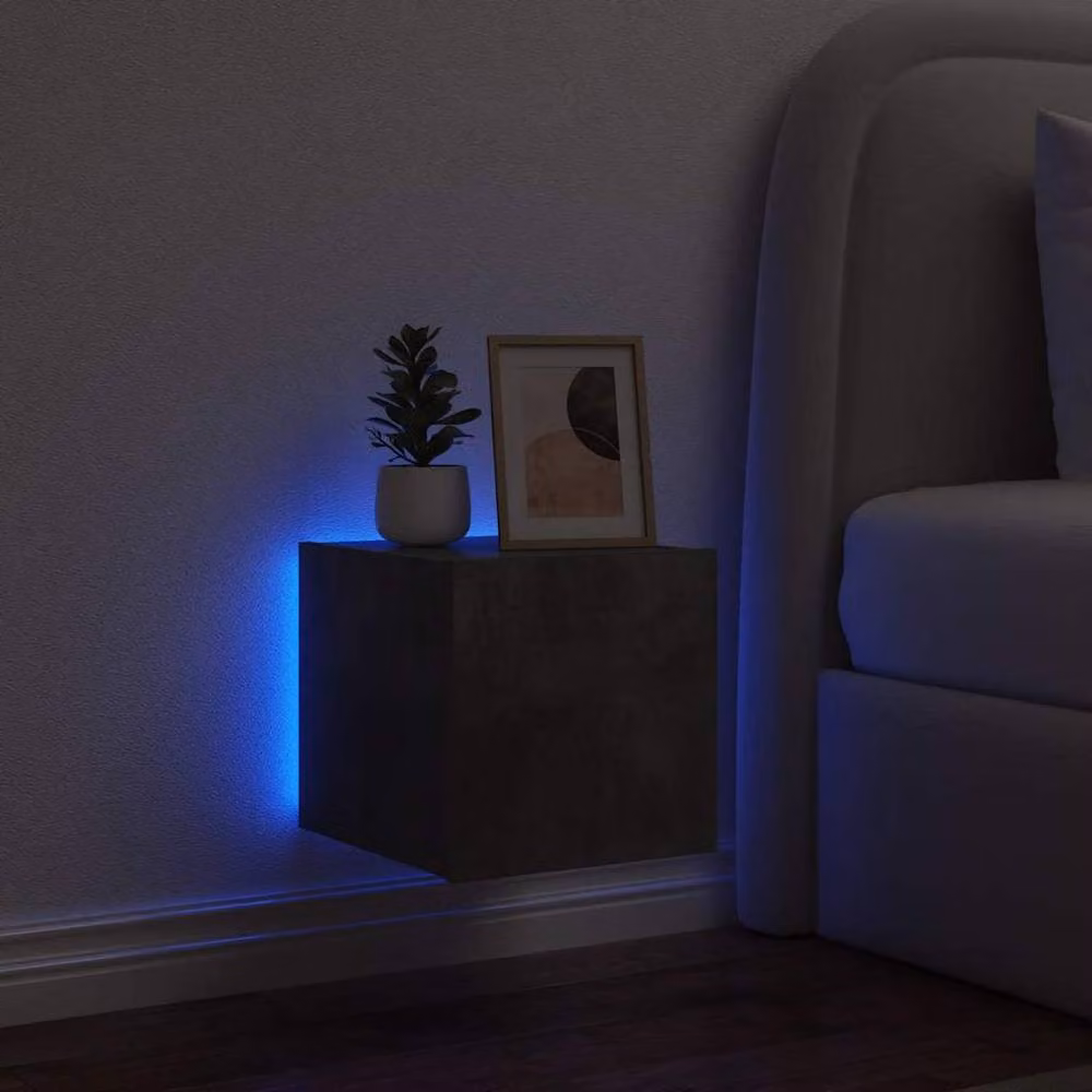 Berkfield Home Wall Mounted TV Cabinet with Integrated LED Lights in Concrete Grey, W/D/H: 30.5 x 35 x 30 cm – 2