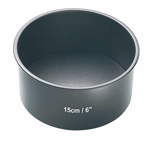 MasterClass Non-Stick Loose Base Round Carbon Steel Deep Cake Tin, Grey, Diameter: 15 cm – 1