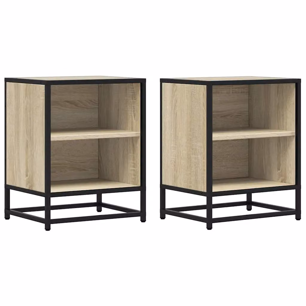 Berkfield Home Set of 2 Bedside Cabinets in Sonoma Oak and Brown, W/D/H: 40 x 31 x 50 cm – 2