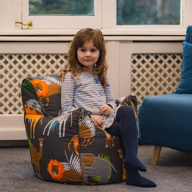 Ready Steady Bed Kids Africa Printed Bean Bag Armchair in Brown and Multicolour