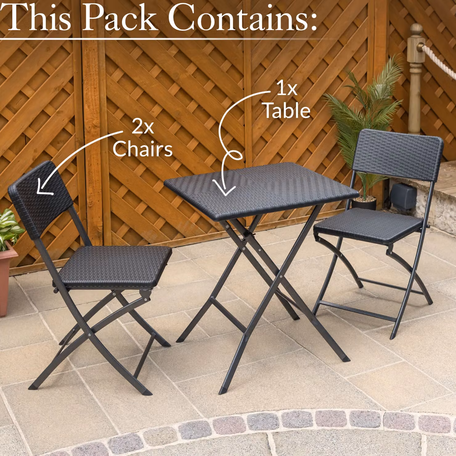 Christow 3 Piece Folding Garden Bistro Set with Square Table and Chairs in Multicolour – 3