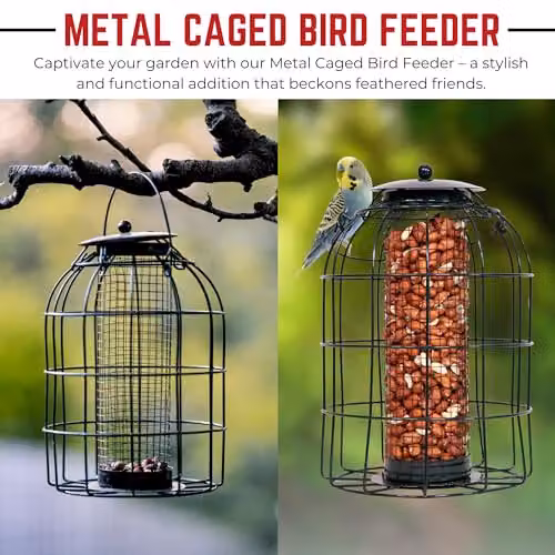 Samuel ALEXANDER Pack of 5 Black Metal Wild Bird Hanging Nut Feeders with Squirrel Guard – 7
