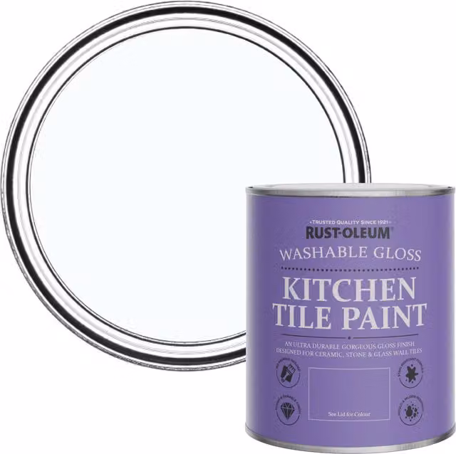 Rust-Oleum Water-Based Kitchen Tile Paint in Gloss Finish, Icecap, 0.75 l