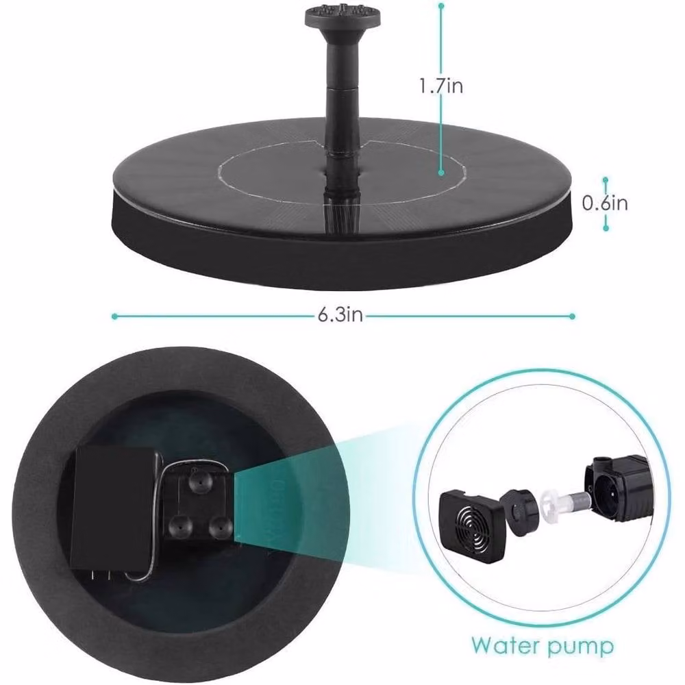 SPETLEK 1.4W Solar Fountain Pump in Black for Garden Ponds, Pools, and Aquariums – 5