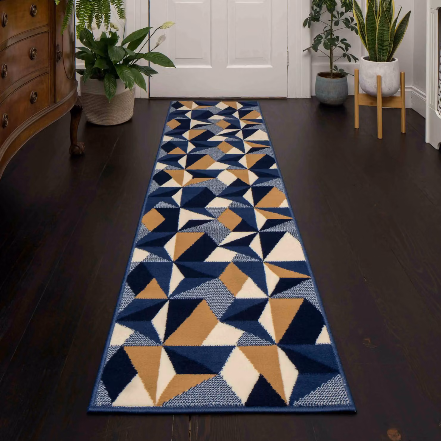 Kukoon Blue Geometric Modern Rectangular Living Area Rug W: 80 cm, L: 150 cm – 6