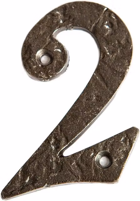 Hammer and Tongs Rustic Iron Number 2 Wall Numeral in Grey