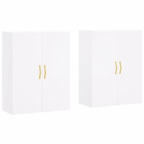 vidaXL Set of 2 White Wall Mounted Bathroom Cabinets with Hinged Doors and Internal Shelves