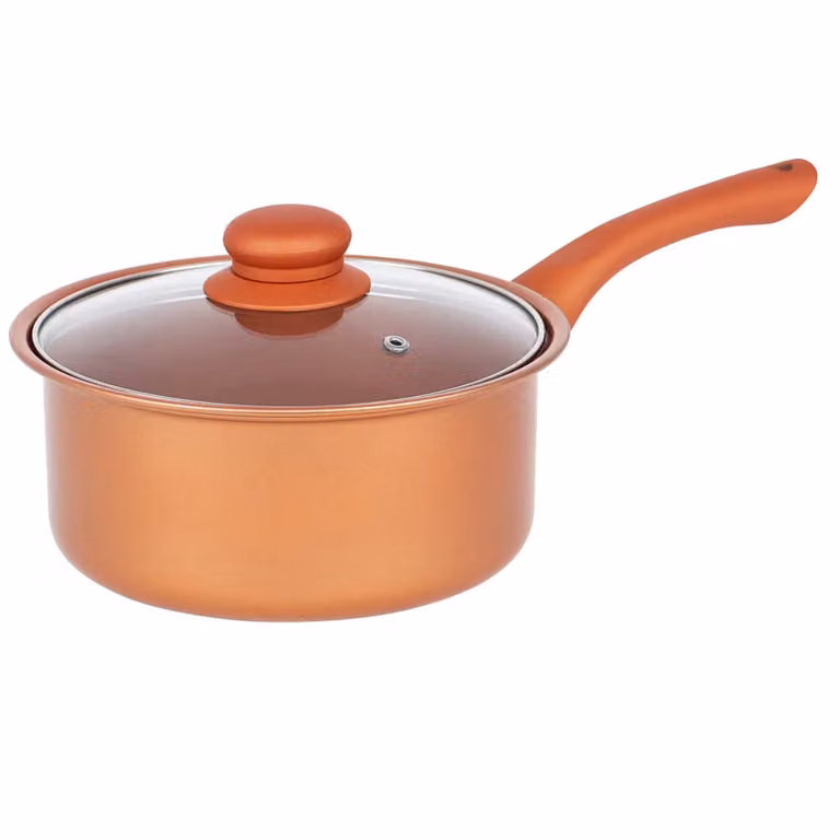 Gr8 Home 8 Piece Copper Carbon Steel Non Stick Cookware Set with Frying Pans, Saucepans and Glass Lids