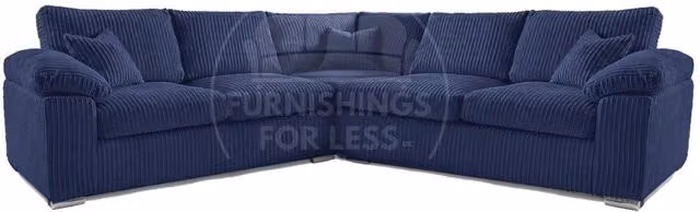 Furnishings For Less UK Delta Large 5 Seater L Shape Corner Sofa in Blue Jumbo Cord – 1