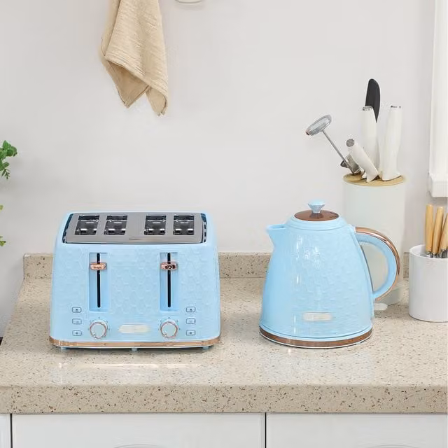 HOMCOM Kettle and 4-Slice Toaster Set with 7 Browning Levels, Black
