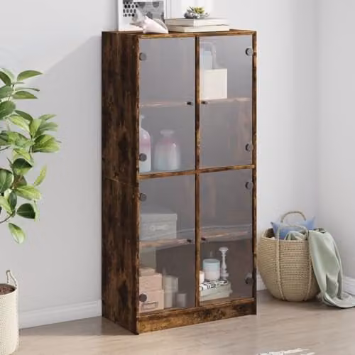 vidaXL Modern Smoked Oak Highboard with Doors and Storage for Hallway or Living Room – 2
