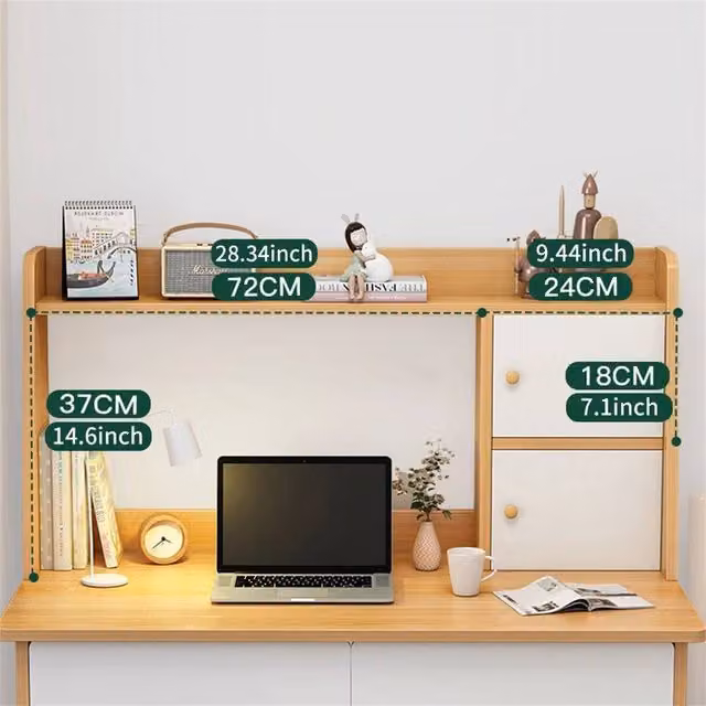 Nordara Brown Wooden Computer Desk with Cabinet for Home Office and Study