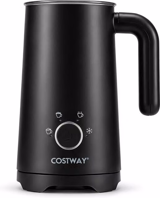 Costway Electric Cold Foam Maker and Milk Warmer with Stainless Steel Interior in White and Black