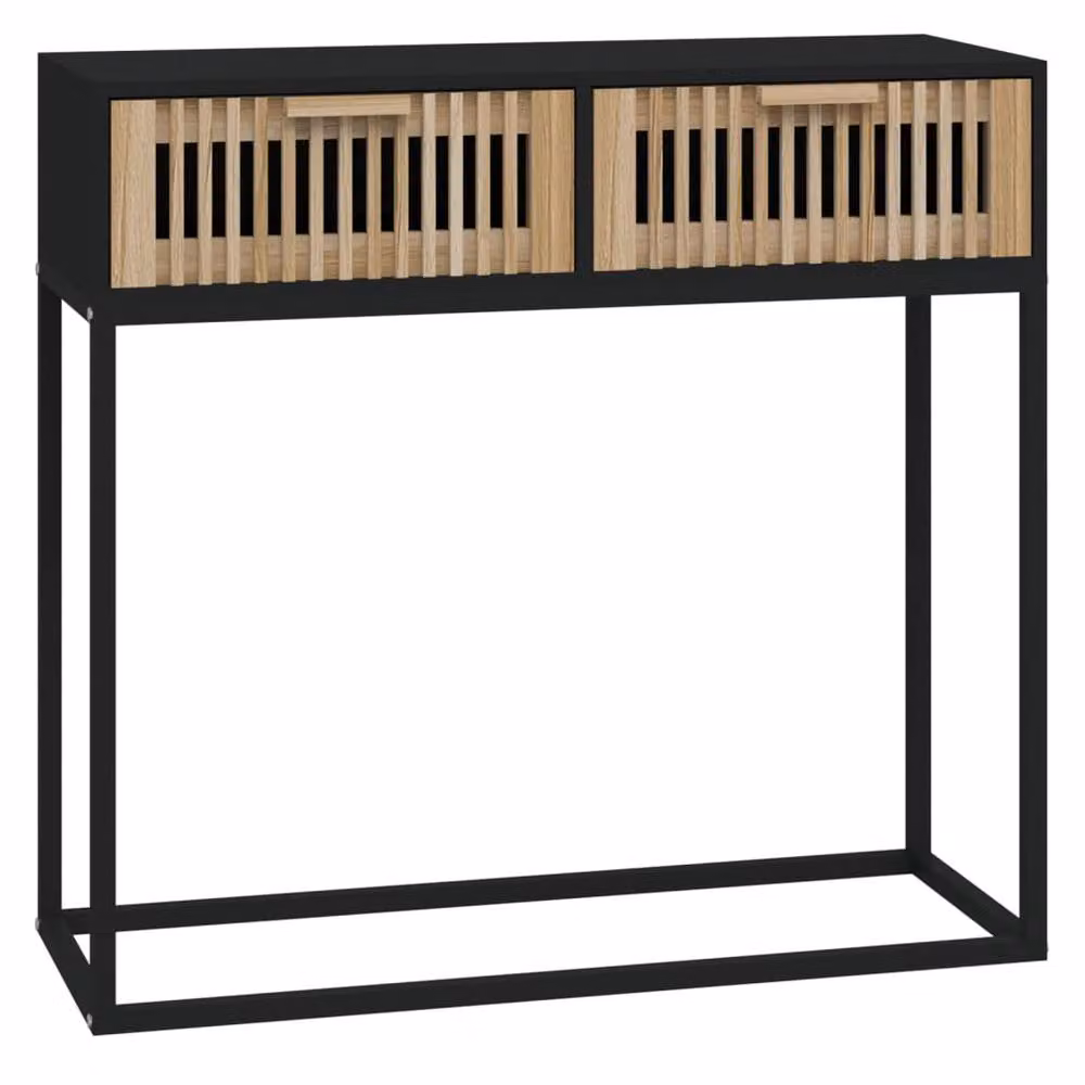 Berkfield Home Black Console Table in Engineered Wood and Iron, W/D/H: 80 x 30 x 75 cm – 2