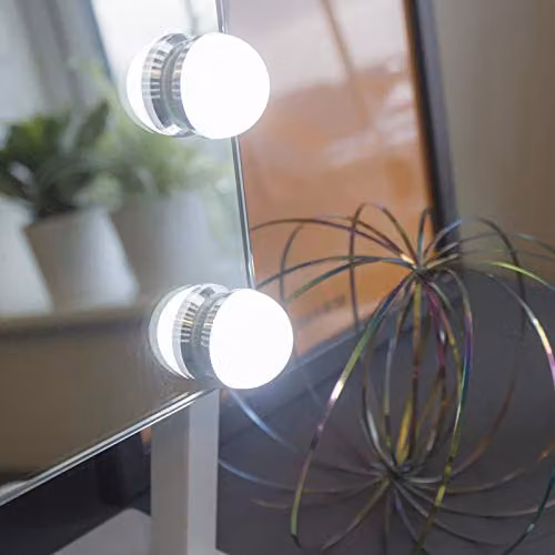 At Home Comforts Hollywood Wall Mount Makeup Mirror in White with 12 LED Bulbs, 3 Lighting Modes and Bluetooth Connectivity – 2