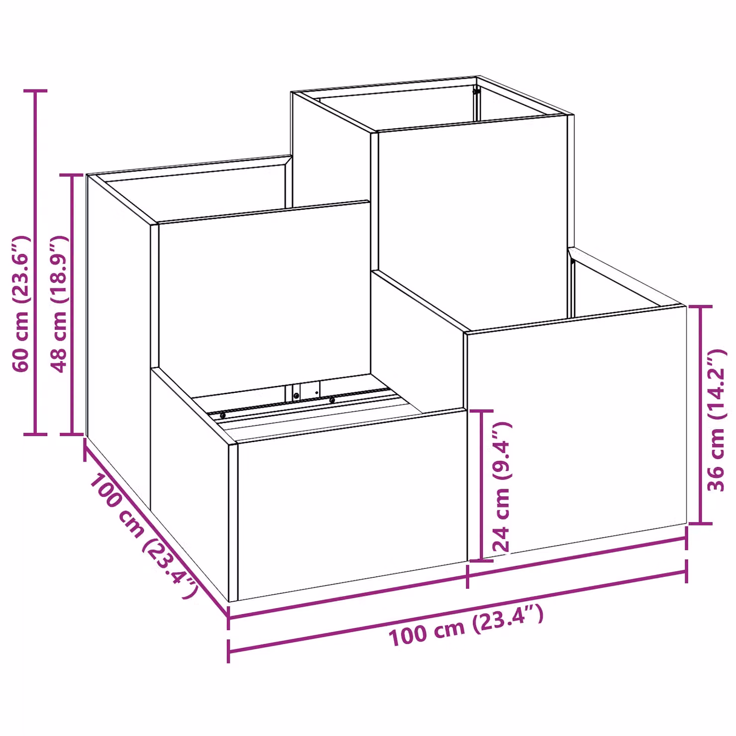 Berkfield Home Garden Planter Tub in Anthracite Steel and Plastic, W/D/H: 100 x 100 x 60 cm – 5