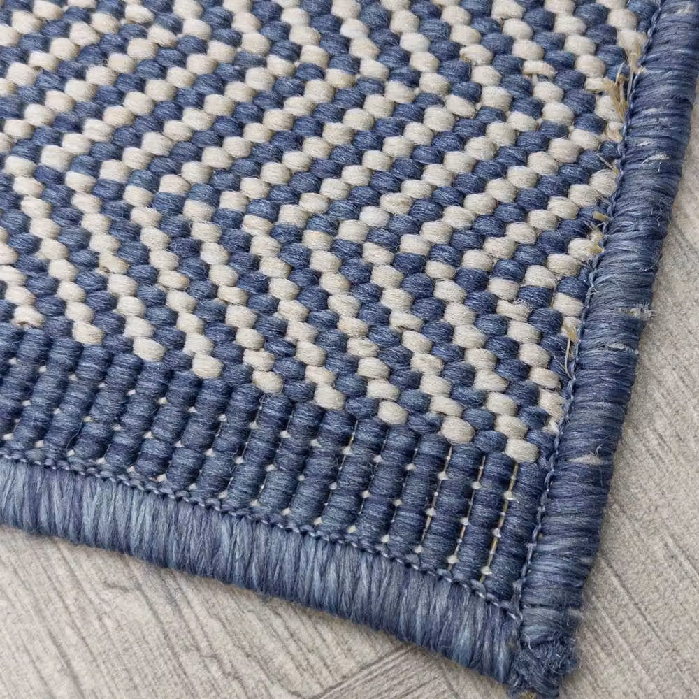 runrug Illusion Blue Reversible Indoor/Outdoor Carpet Runner, W: 60 cm, L: 240 cm – 3