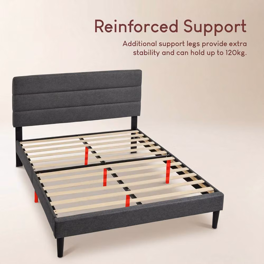 Vida Designs Vandura Linen Fabric Bed Frame in Grey, King Size (W: 180 cm x D: 200 cm) – 5
