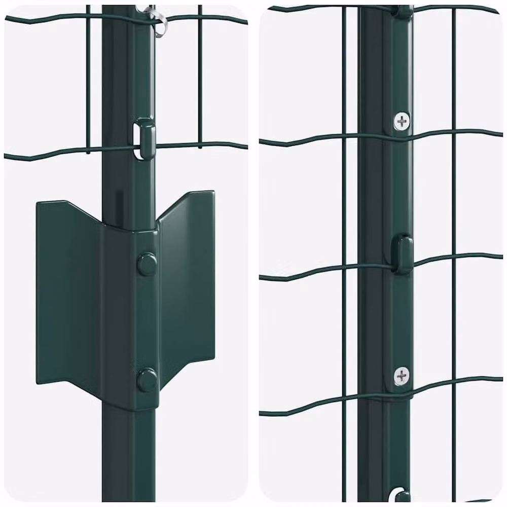 Berkfield Home Euro Fence with 11 U-Profile Posts, Green Powder-Coated Steel, W: 25 m, H: 1 m – 4
