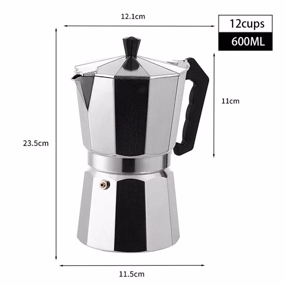 FLAVORA Stove Top Moka Coffee Pot, 600ml, Metallic Silver – 2