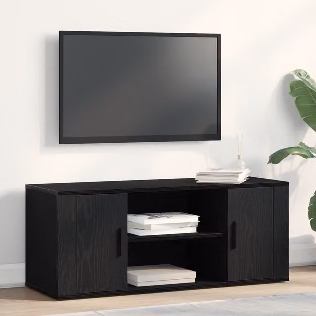 Berkfield Home Modern Black Oak TV Cabinet W/D/H: 100 x 35 x 40 cm