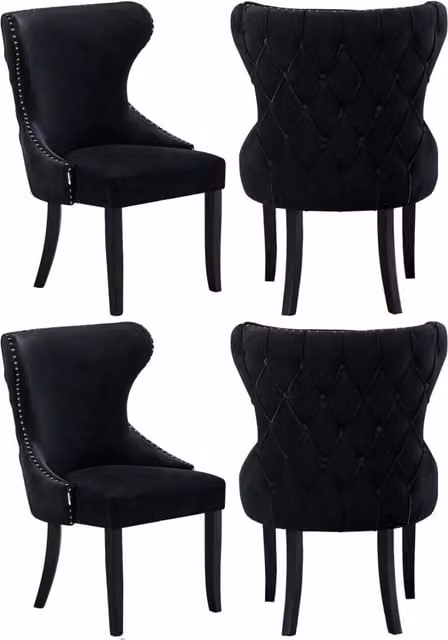 Life Interiors Mayfair LUX Velvet Dining Chairs, Set of 4, Black