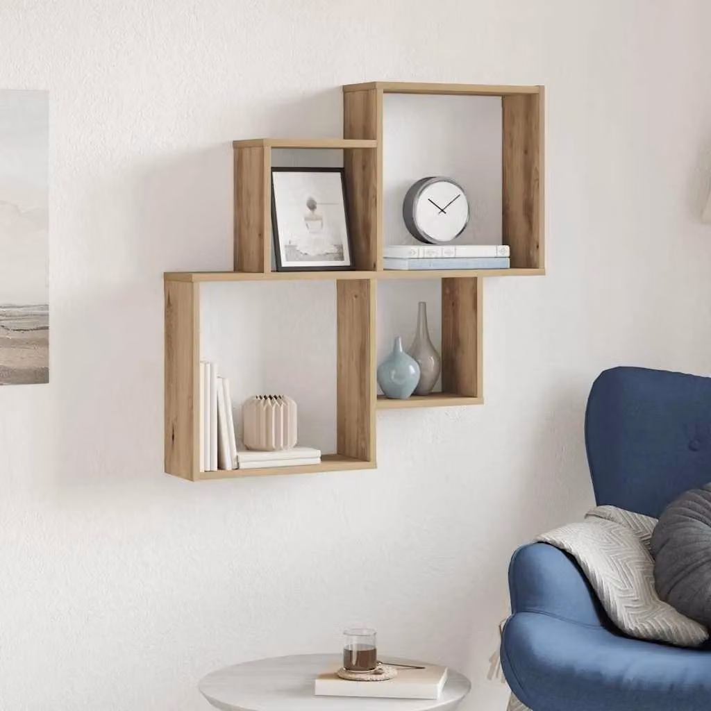 Berkfield Home Artisan Oak Wall Shelf, Brown, W: 80 cm, D: 15 cm, H: 78.5 cm – 2