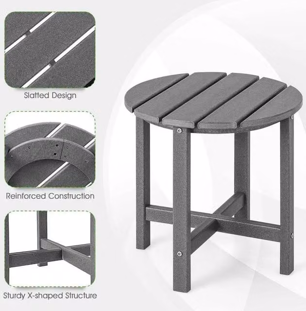 VOGREX Grey Weather Resistant HDPE Adirondack Side Table
