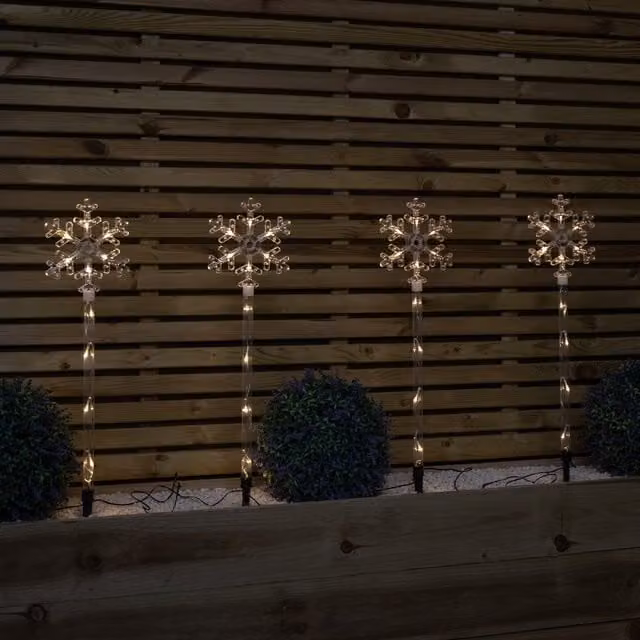Samuel Alexander Set of 4 Plastic Crystal Snowflake Pathfinder Christmas Lights with White LEDs, 69 cm – 1