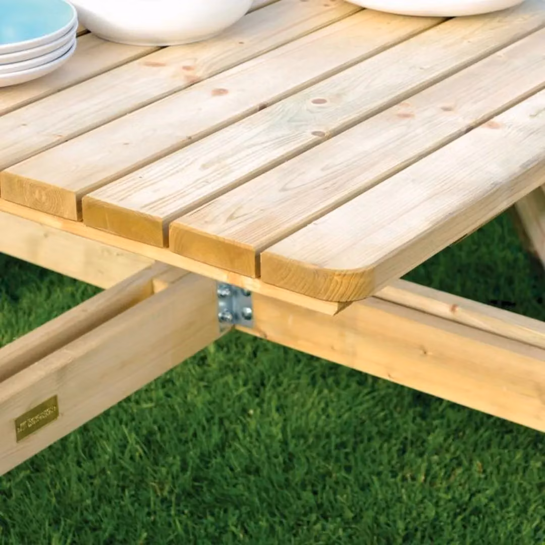 Rowlinsons Square Picnic Table in Brown Wood, W: 199 cm, D: 199 cm, H: 75 cm – 2