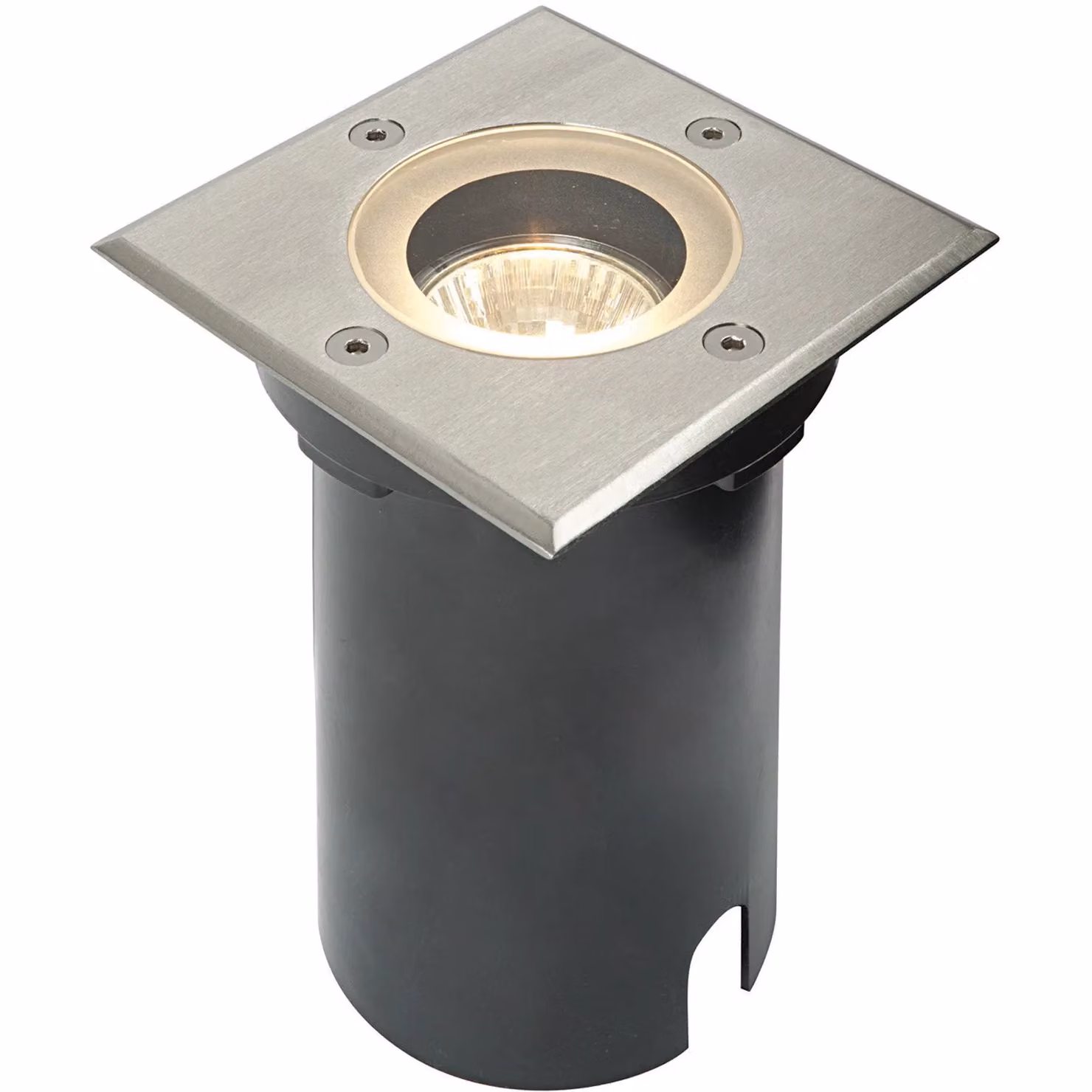 Loops 4 Pack Marine Grade IP65 Square Recessed Ground Light, 50W GU10, Silver Stainless Steel – 3