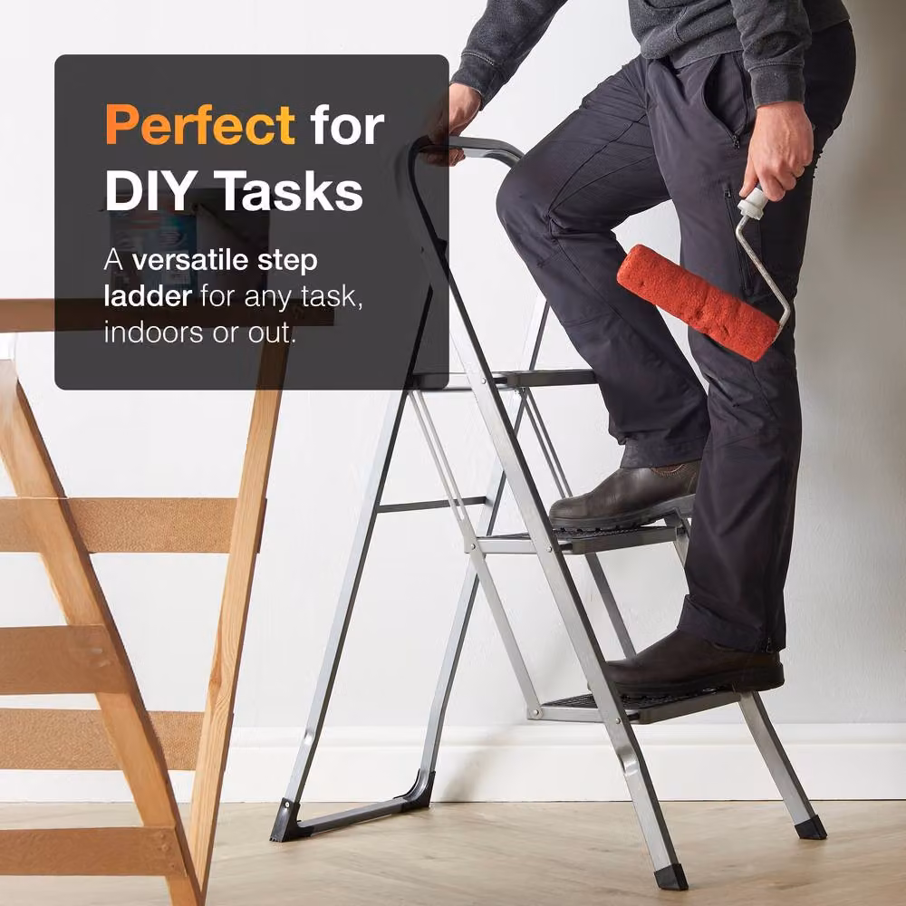 MasterWorx 3 Step Ladder in Grey, Height: 105.3 cm – 2